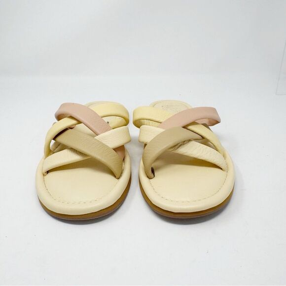 MADEWELL | Leeandra Slide Sandals Yellow Tan Pink Cross Straps Women’s Size 8.5 - Picture 5 of 15